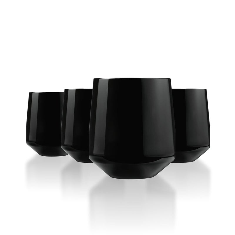 Drinique Unbreakable Stemless Wine Glasses - Set of 4 - Made in USA 12 oz Tritan Unbreakable Plastic Wine Glasses, Reusable for Indoor or Outdoor Use, BPA Free & Shatterproof, Black - Image 1